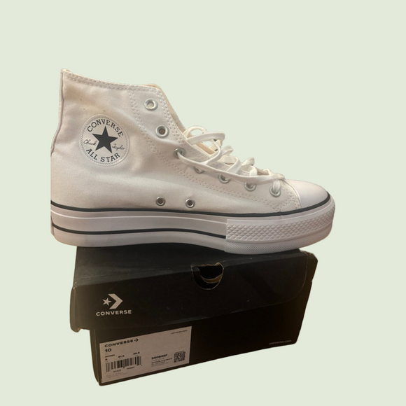Women's Converse Chuck Taylor All Star Lift Hi Sneakers White Black US 10 - Picture 2 of 3